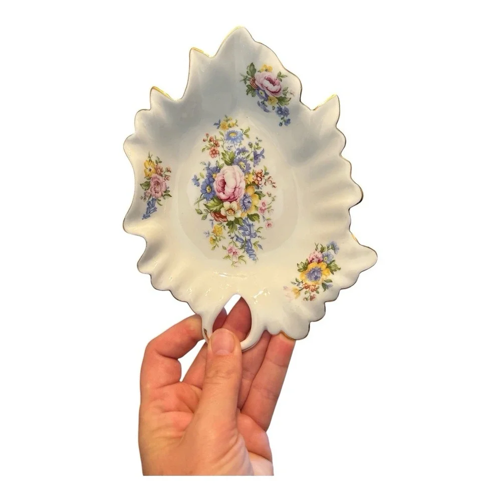 Antique Reflections I. Godinger Leaf Dish Floral  7.5